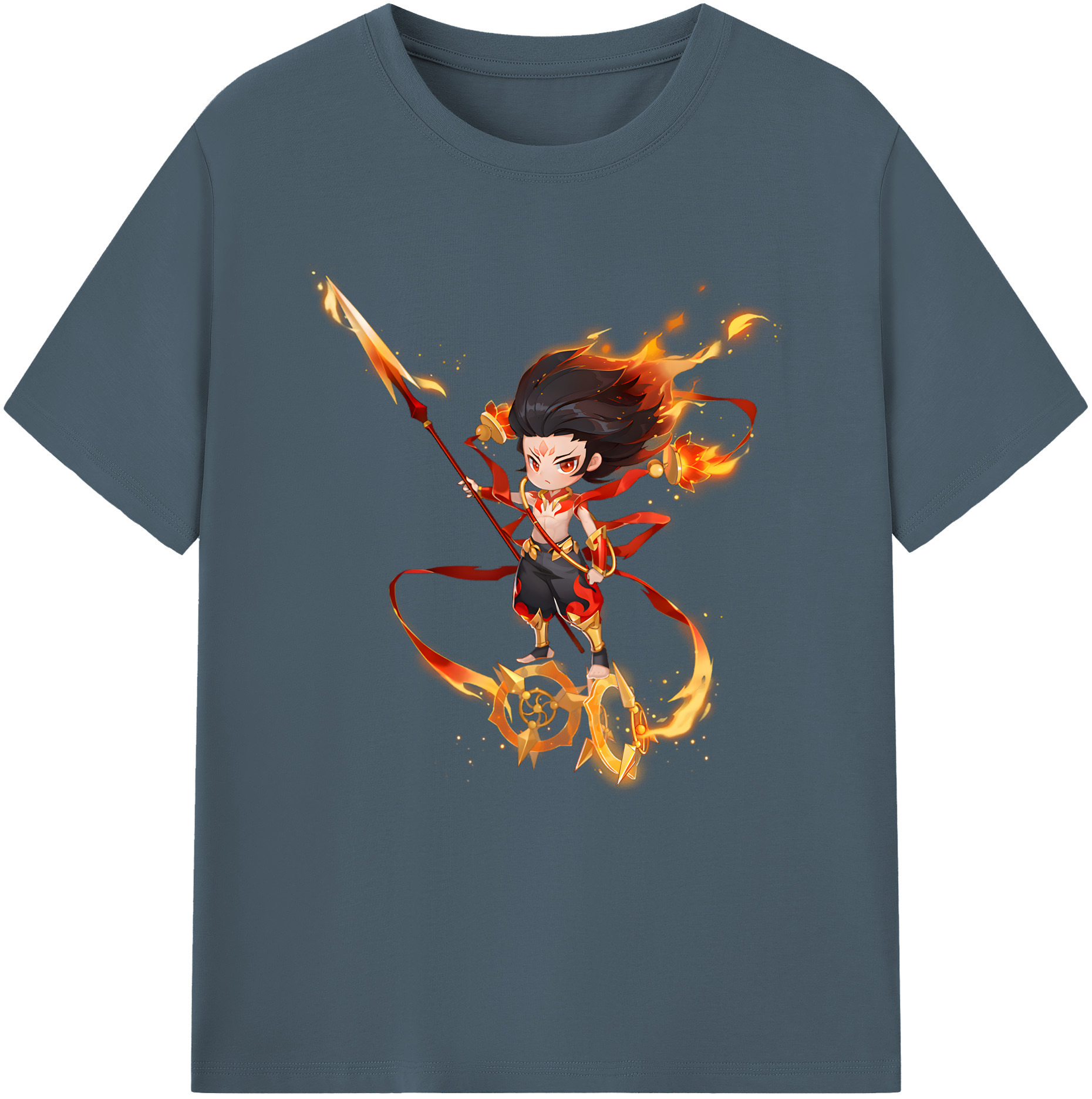 （画像用） Ne Zha 2 ナタ 魔童の大暴れ 綿100％半袖Tシャツ（フロントプリント）